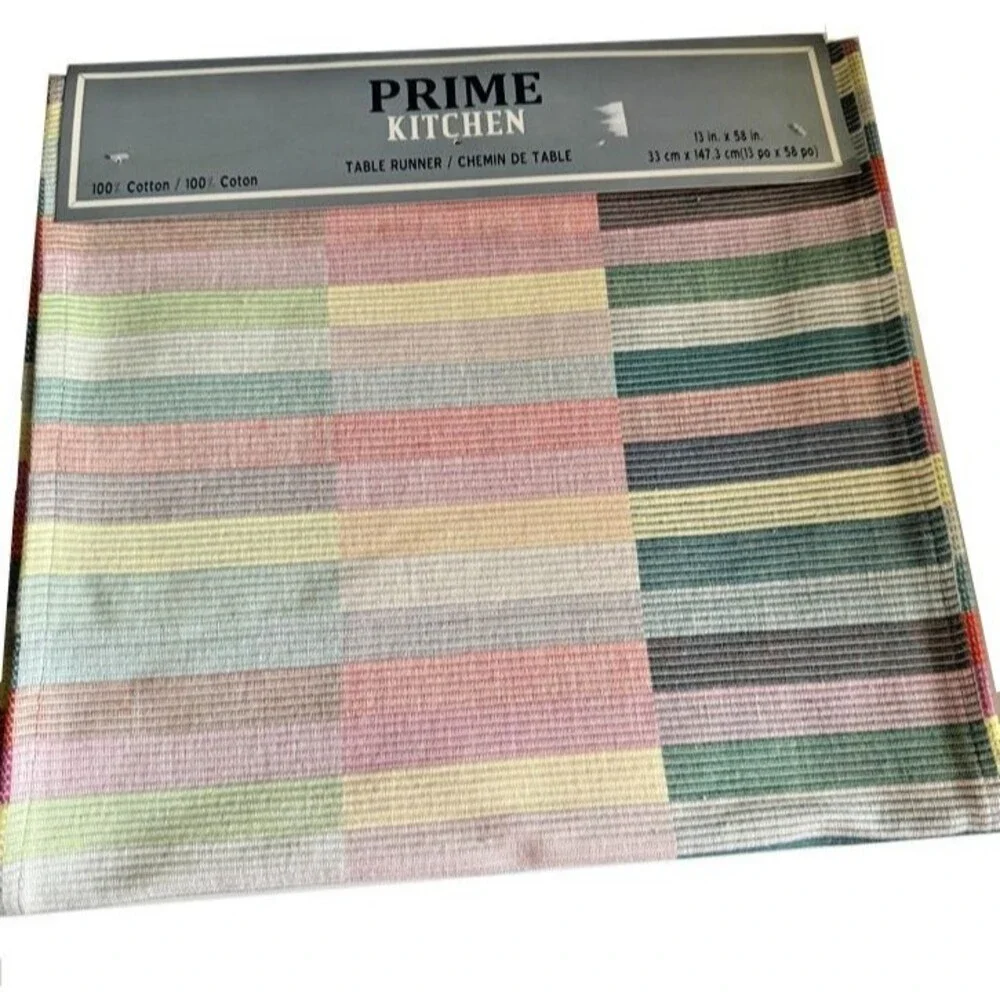 Prime Kitchen Table Runner Pink Green Yellow Subway Tile Look 13x58